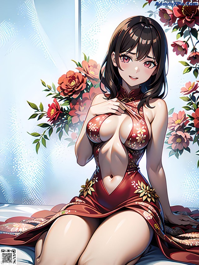 Hentai - 华彩繁花 Set 1 20230602 Part 32 No.d3195b A woman in a red dress sitting on a bed.