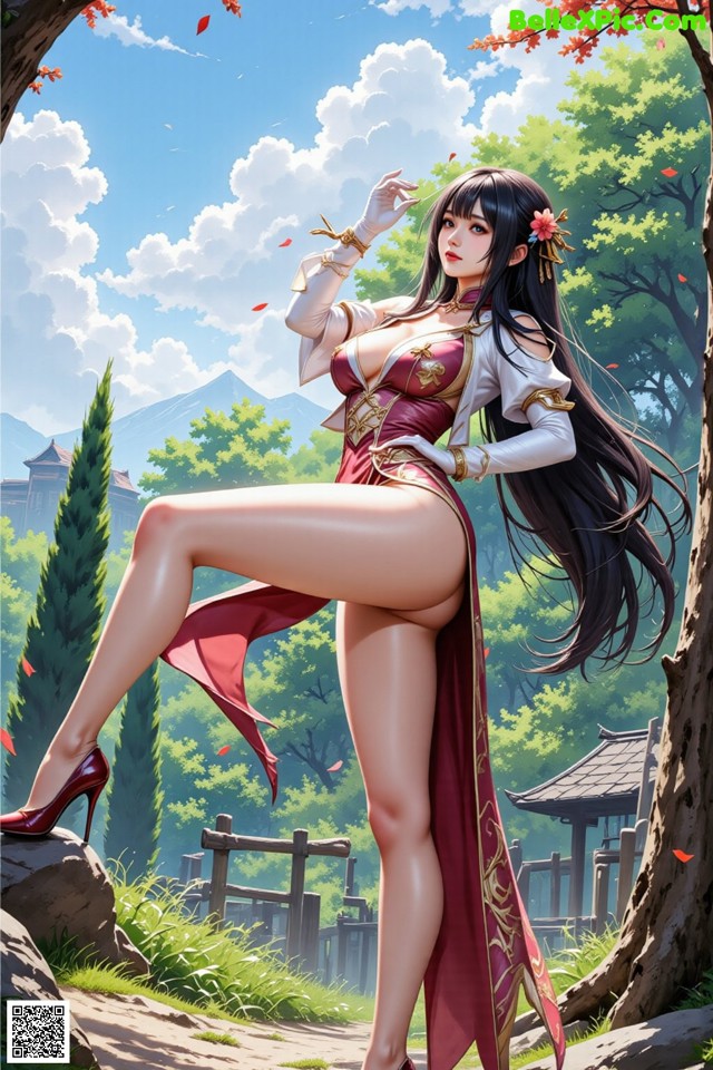 Hentai - The Frozen Elegance That Melts Starlight Set.2 20250106 Part 13 No.f86ac1 A woman in a red and white outfit is posing for a picture.