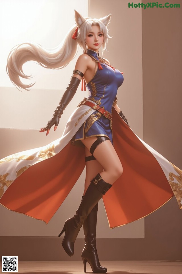 Hentai - Exotic Allure of the Untamed Lands Set.1 20250124 Part 9 No.7b1361 A woman in a blue dress and a red cape.