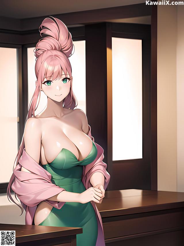 Hentai - 华彩繁花 Set 2 20230602 Part 9 No.c02231 A woman in a green dress standing in front of a window.