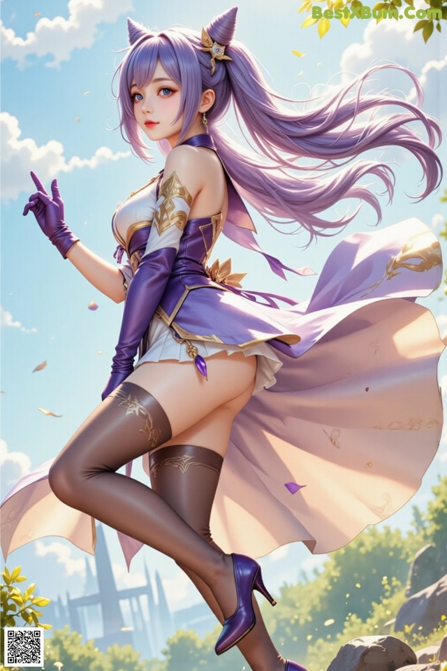 Hentai - Sovereign of Lightning in Exquisite Garb Set.1 20250125 Part 5 No.85acd3 A woman in a purple dress and purple gloves is posing for a picture.