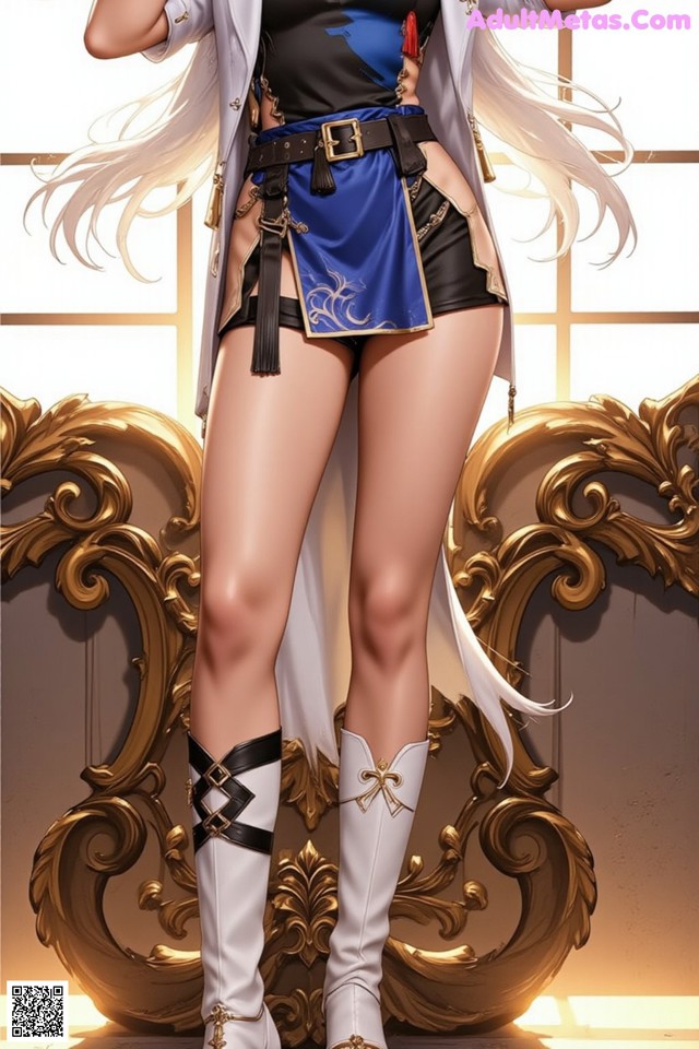 Hentai - Exotic Allure of the Untamed Lands Set.2 20250125 Part 14 No.1de420 A woman in a white coat and black shorts posing for a picture.